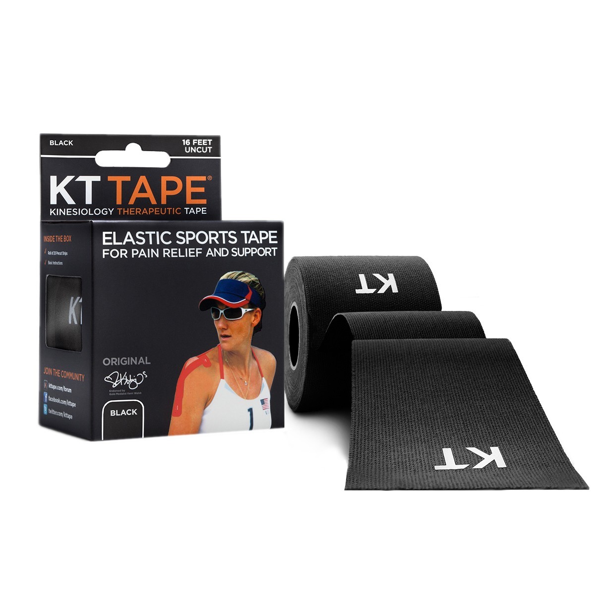 

Кинезио тейп KT TAPE ORIGINAL COTTON UNCUT 5смх5м черный