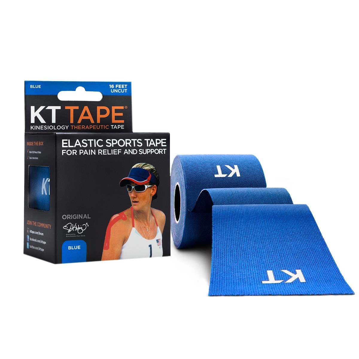 

Кинезио тейп KT TAPE ORIGINAL COTTON UNCUT 5смх5м синий