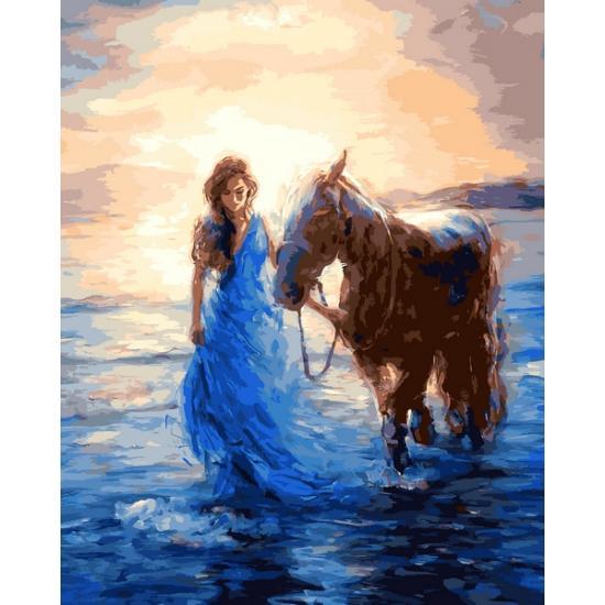

Картина по номерам VP1207 Прогулка с лошадью, 40x50 см., Babylon