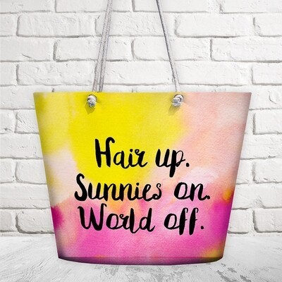 

Сумка пляжная с принтом "Hair up. Sunnies on. World off" Malibu сумка для пляжа с разноцветным принтом и застежкой молнией
