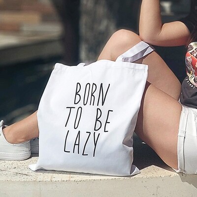 

Эко сумка женская "Born to be lazy" Market экосумка женская тканевая сумка цветная с принтом