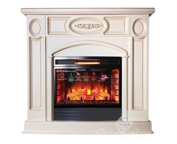 

Классический камин Fireplace Таранто Бежевый + Патина с эффектом живого огня со звуком и обогревом