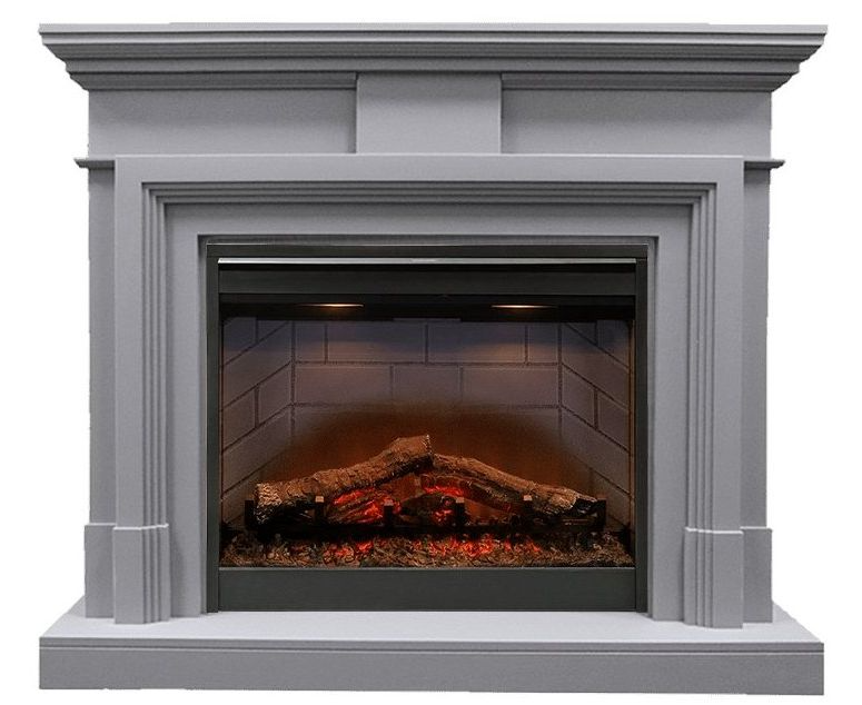 

Классический каминокомплект Fireplace Рембрандт Серый с эффектом живого огня со звуком и обогревом