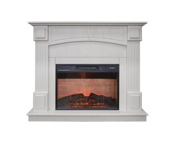 

Классический каминокомплект Fireplace Амур Белый дуб с эффектом живого огня со звуком и обогревом