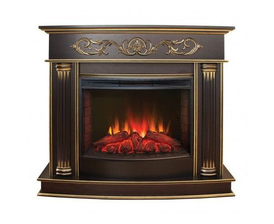 

Фронтальный каминокомплект Fireplace Эврика Орех с эффектом живого пламени со звуком и обогревом
