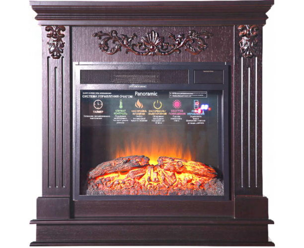 

Классический каминокомплект Fireplace Дарлинг Темный дуб эффект живого огня со звуком и обогревом