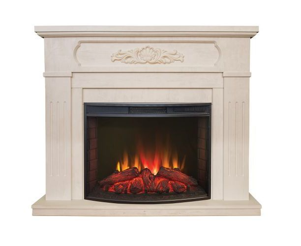 

Классический каминокомплект Fireplace Амазонка Белый дуб эффект живого огня со звуком и обогревом