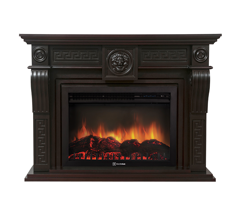 

Классический каминокомплект Fireplace Пауль Темный дуб с эффектом живого огня со звуком и обогревом