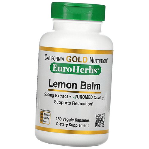 

Экстракт Мелиссы Лекарственной, EuroHerbs Lemon Balm Extract, California Gold Nutrition 180вегкапс (71427003)