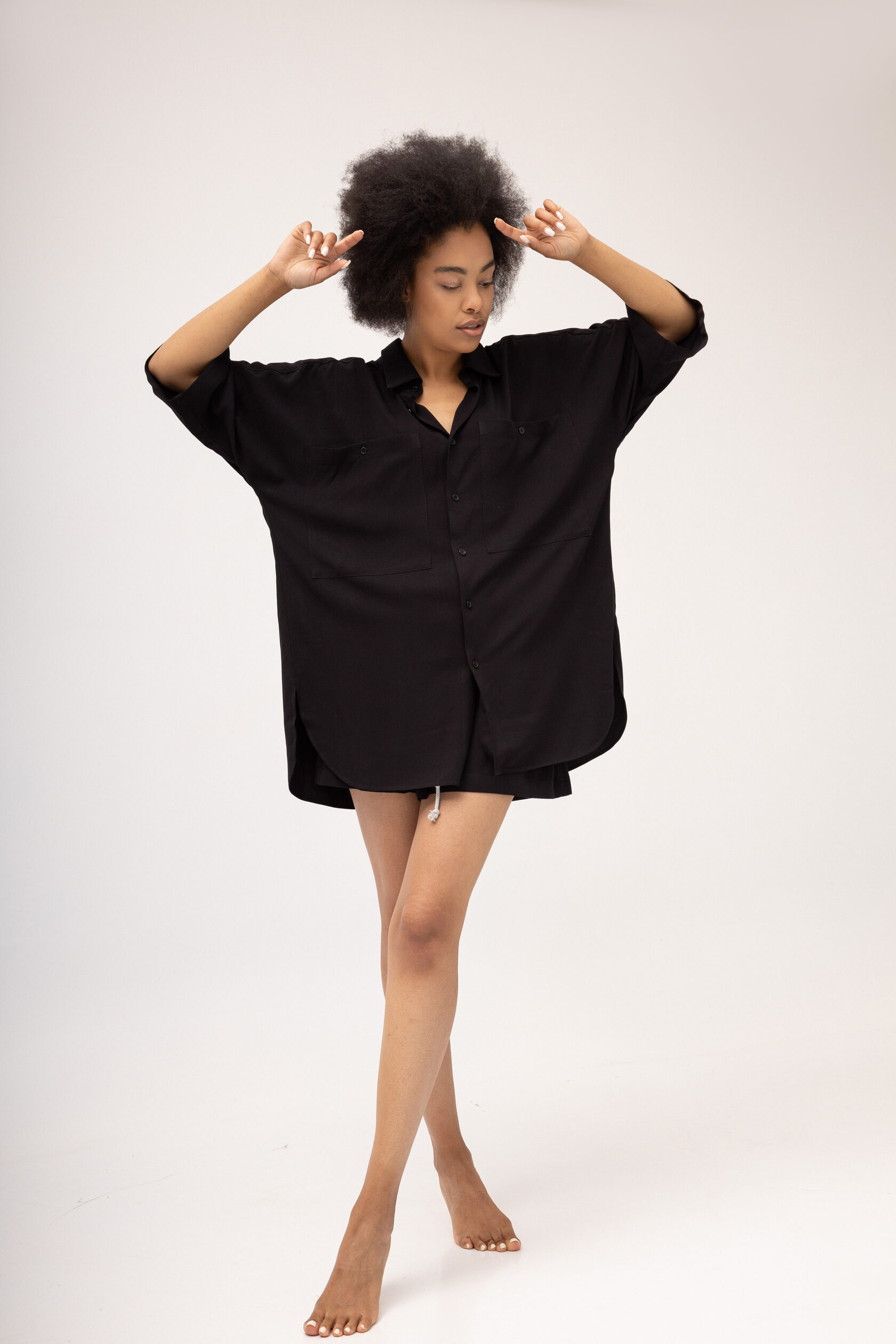 

Рубашка женская из штапеля Ost Won Unisex Oversize Черная