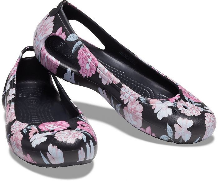

Яркие балетки Crocs Kadee Florals, W7, черные с цветочным принтом, 37-38
