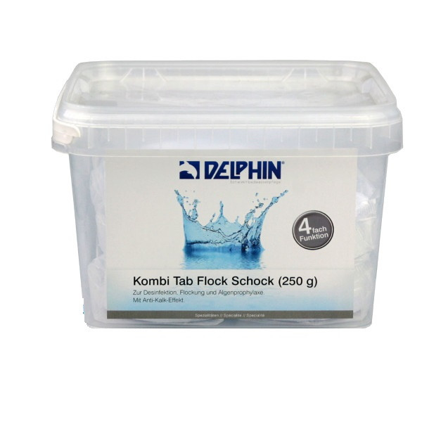 

Delphin комби-флок-шок 2,5 кг (табл. 200 гр). Немецкий хлор для обеззараживания воды в бассейне