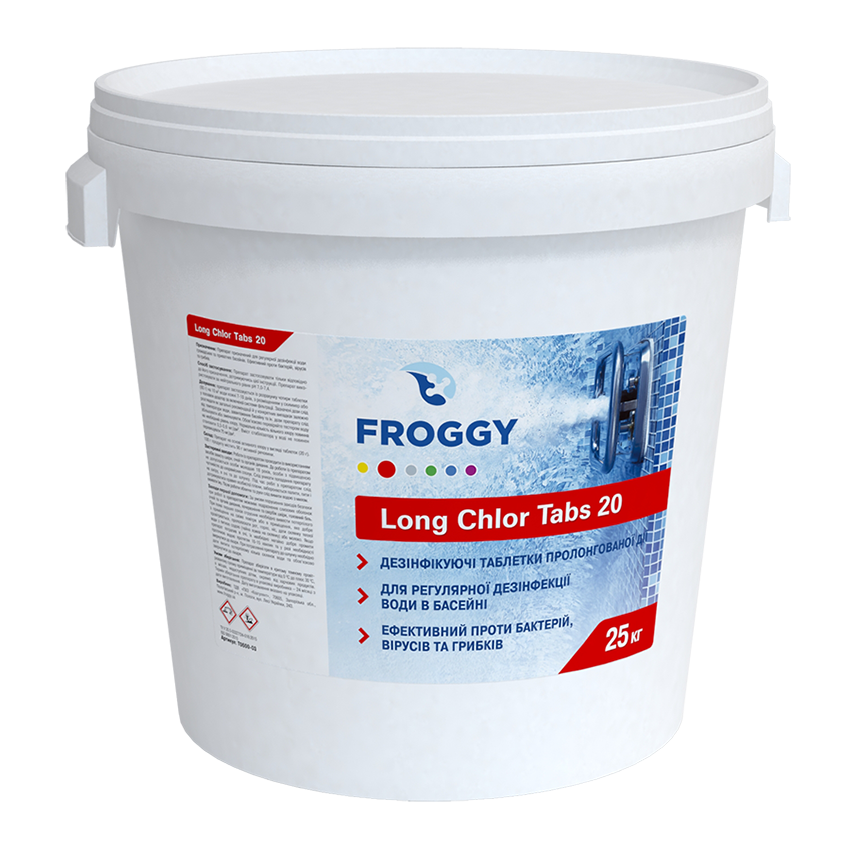 

Хлор длительного действия Froggy в таблетках по 20 гр, 25 кг