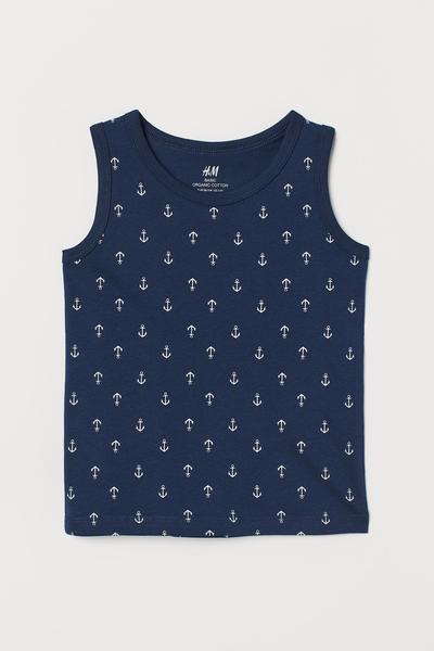 

Майка из хлопкового трикотажа H&M 92 (90/52) Темно-синий/Якоря
