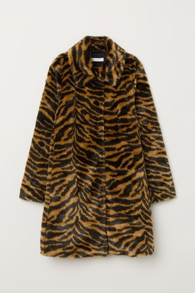

Пальто из искусственного меха H&M M (170/96А) Коричневый/Тигровая полоска