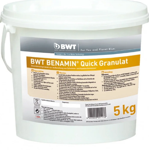 

Быстрорастворимые гранулы для дезинфекции воды в бассейне BWT Benamin Quick (5 кг)