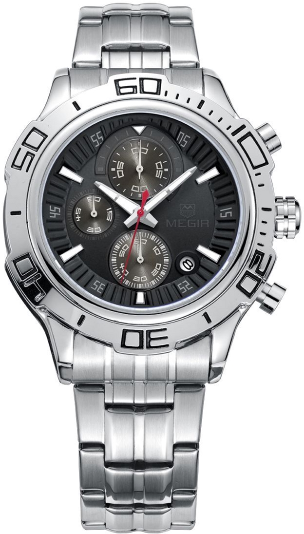 

Мужские часы Megir Silver Black Silver MG2019 SS (MS2019G-1)