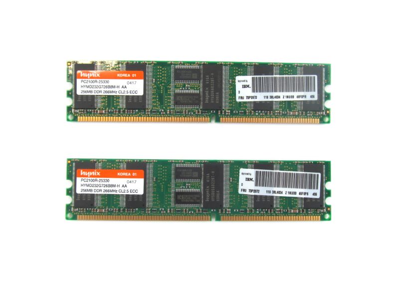 

Оперативная память IBM DDR-RAM 512MB Kit 2x256MB PC2100R ECC CL2.5 (73P2872) Новое