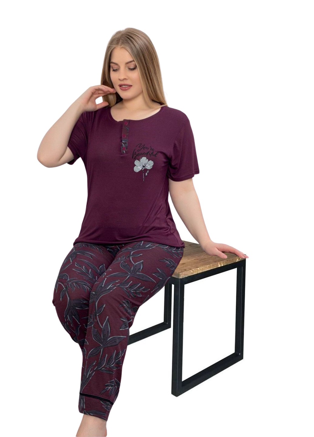 

Брюки и футболка женские Le’maris Ле марис, вишневый, 5XL 56-58 (10115-5XL)