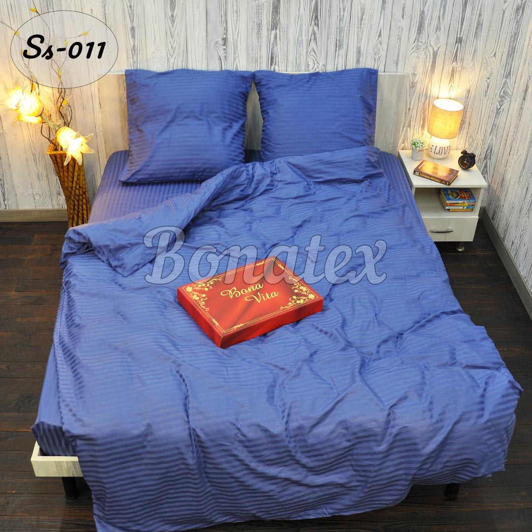 

Комплект постільної білизни BonaVita євро Сатин-страйп Diamond blue 200х215 (651-0011)