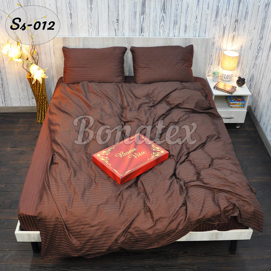 

Комплект постільної білизни BonaVita євро Сатин-страйп Brown 200х215 (651-0012)