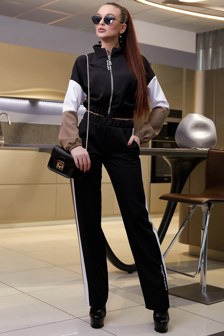 

Костюм 1306.3976 Seventeen  черный с кофе и белым, Костюм 1306.3976 Seventeen L черный с кофе и белым