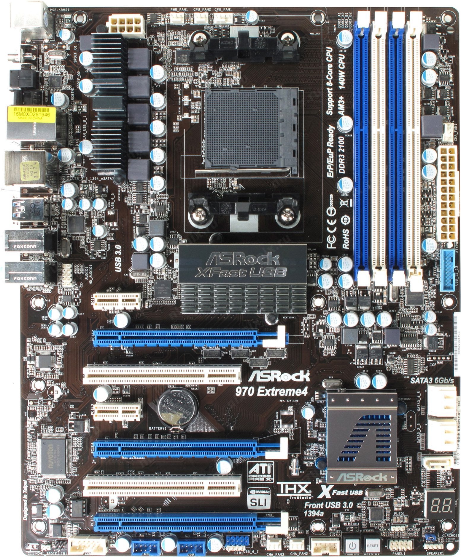 ТОПОВАЯ Материнская плата Socket AM3+ ASRock 970 EXTREME4 FX 125W SLI