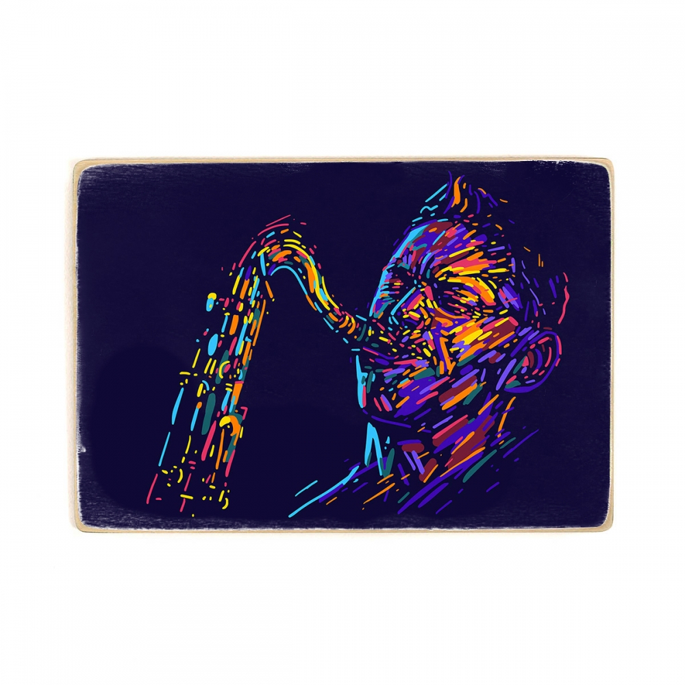 

Деревянный постер Музыка Player Jazz Musician Saxophonist А2