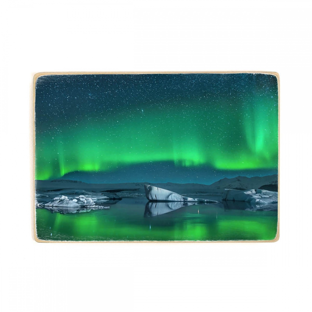 

Деревянный постер Природа Icebergs Under The Northern Lights А2