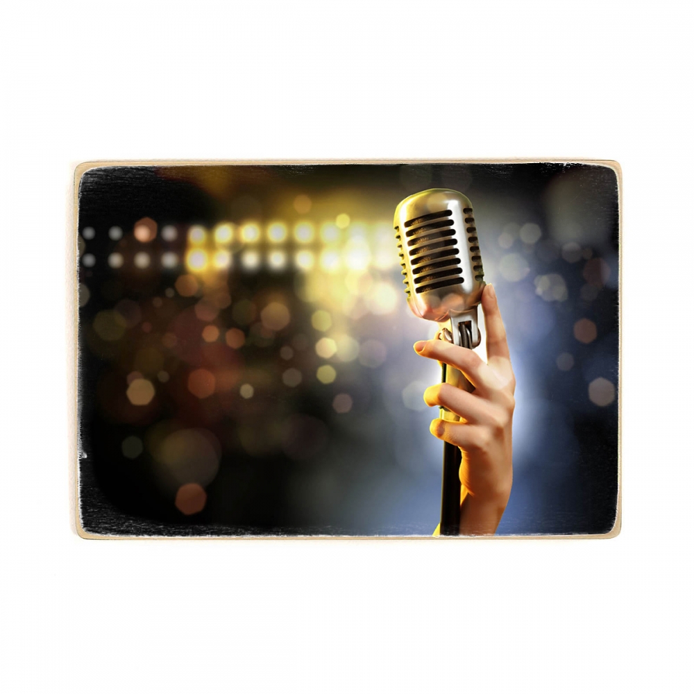 

Деревянный постер Музыка Retro Microphone А2