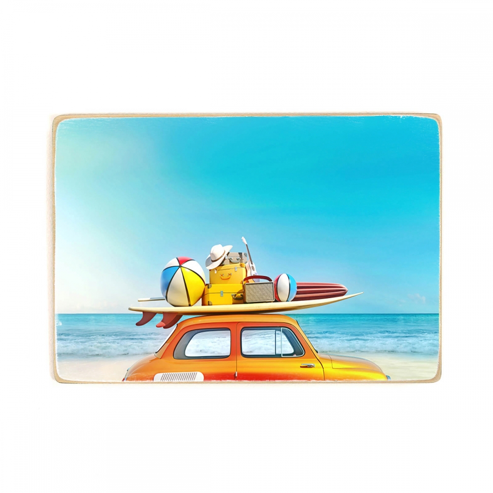 

Деревянный постер Природа Retro Car With Luggage On The Roof А1