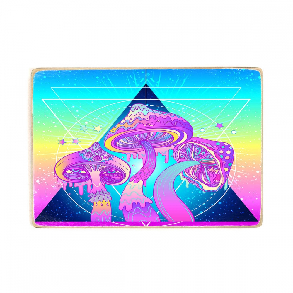 

Деревянный постер Psy Art Magic Mushrooms Over Sacred Geometry А1