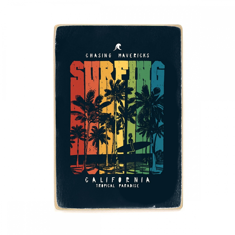 

Деревянный постер Природа Surfing Palm Beach А1