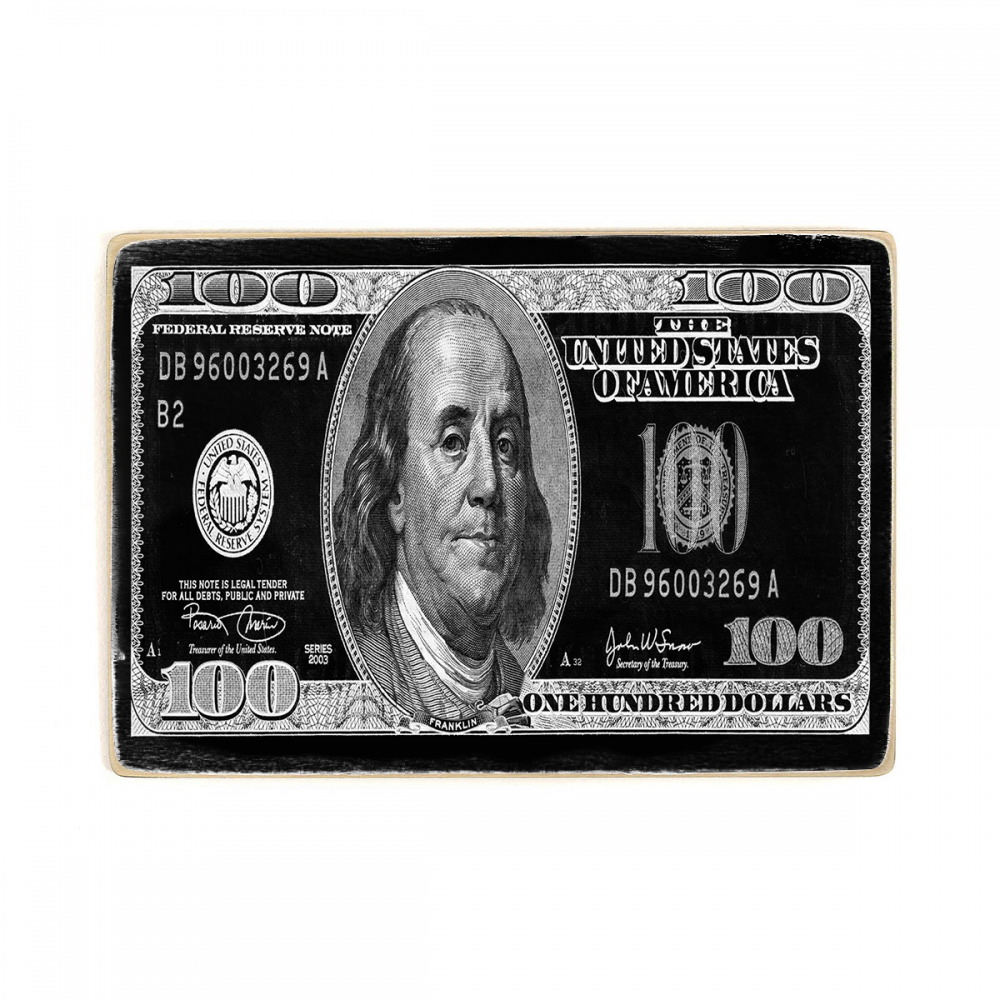 

Деревянный постер Деньги 100$ Silver А2