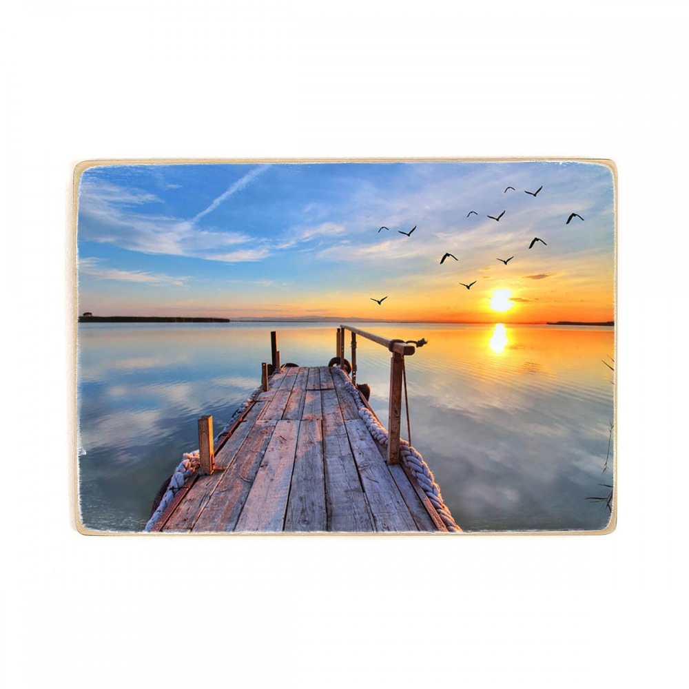 

Деревянный постер Природа Flock Of Birds Over The Lake А1
