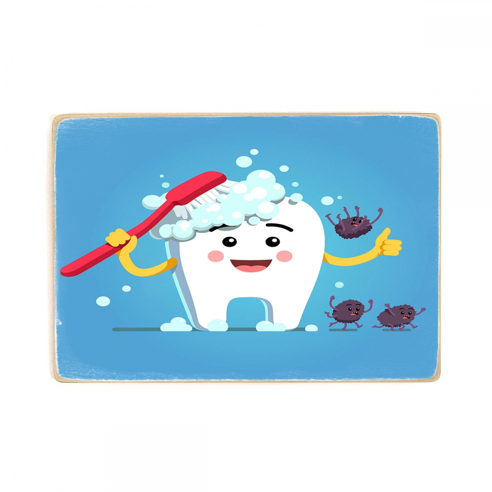 

Деревянный постер Стоматология Happy Cartoon Tooth А1