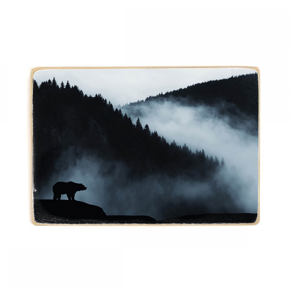 

Деревянный постер Животные Bear Silhouette And Foggy Mountains А1