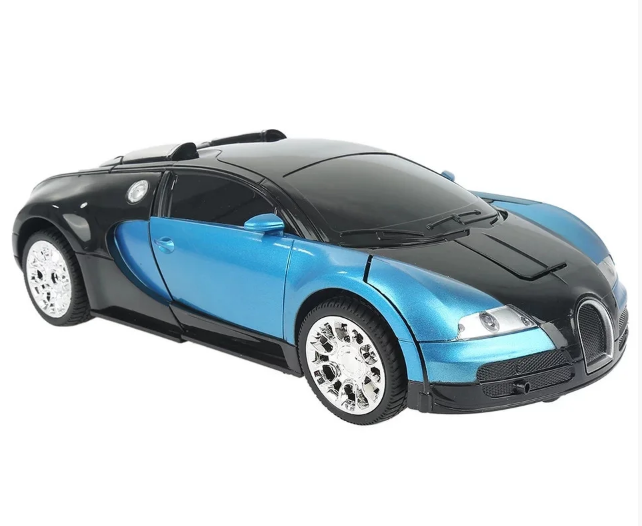 

Машина-трансформер з пультом і акумулятором bugatti car robot size синя з пультом