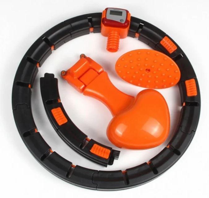 

Массажный не падающий обруч Pro Massaging Intelligent умный хула хуп тренажер со счетчиком, для похудения живота и боков Black/Orange