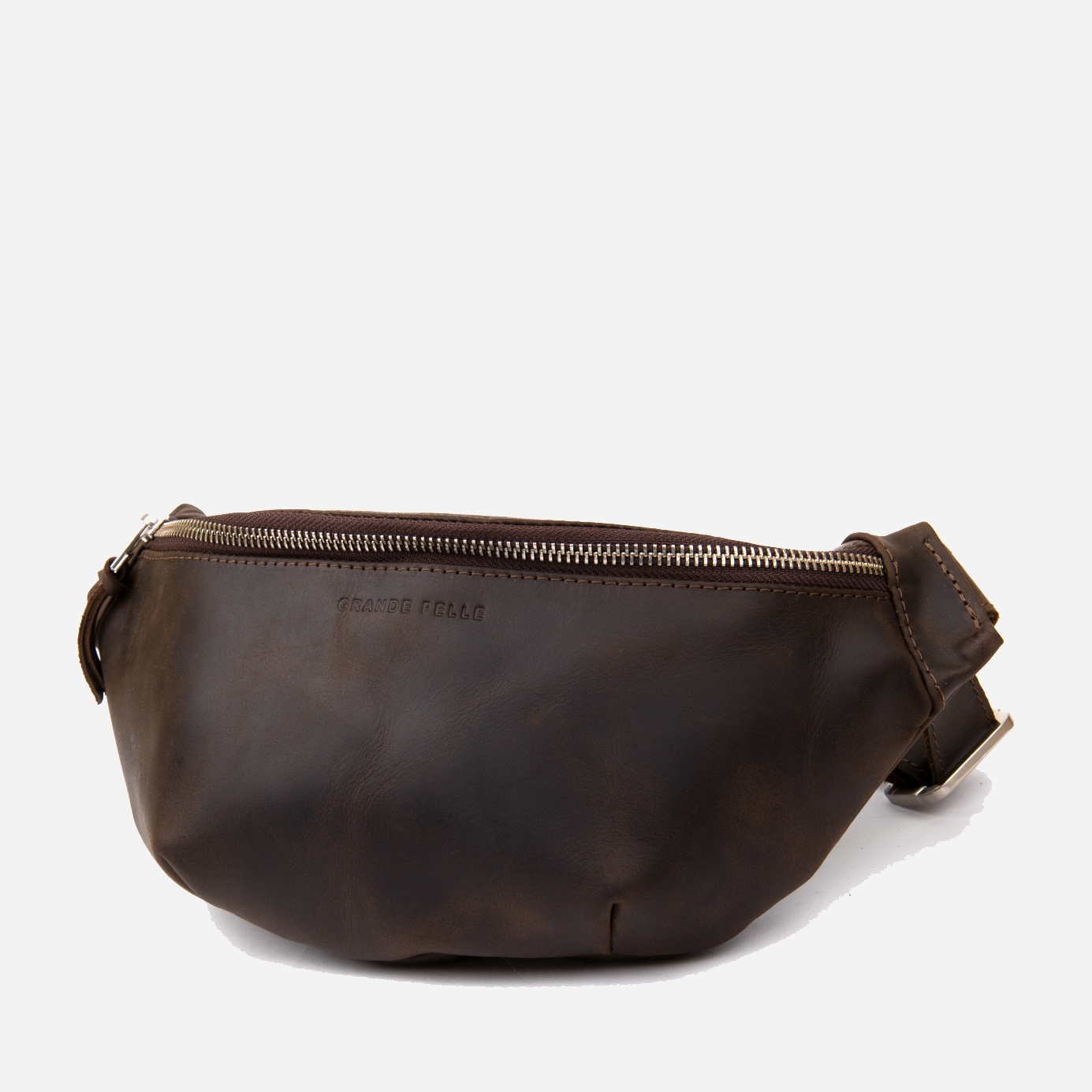 

Мужская поясная сумка кожаная Grande Pelle leather-11154 Коричневая