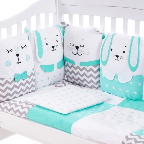 

Сменный постельный комплект Верес Smiling Animals mint для кроватки 120х60 см