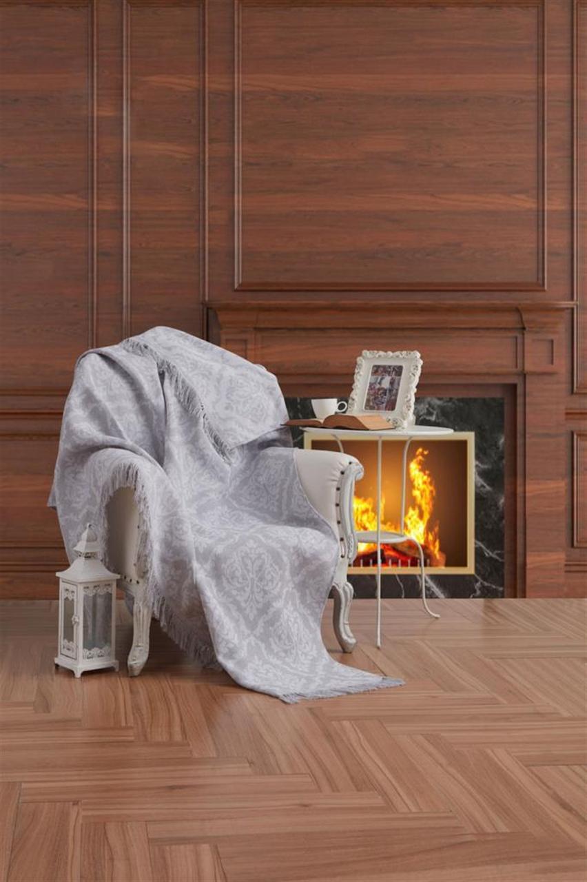 

Плед-накидка Eponj Home Buldan Keten - Damask 170*220 gri серый