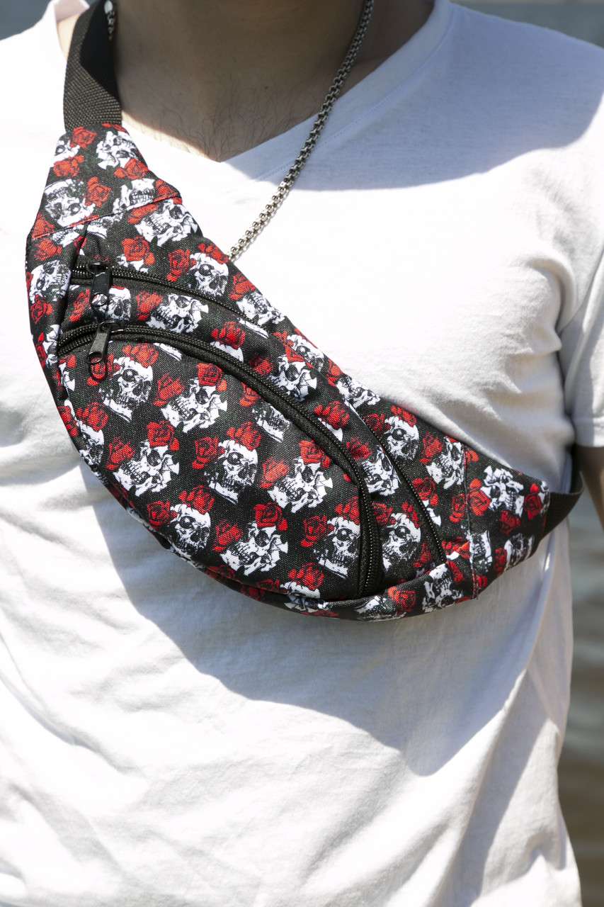 

Бананка мужская женская детская Skull Rose черная красная белая SKL59-297282