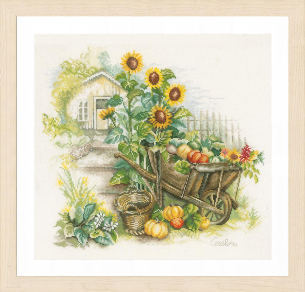 

Набор для вышивки крестом LanArte Wheelbarrow sunflowers Подсолнухи и телега PN-0007988