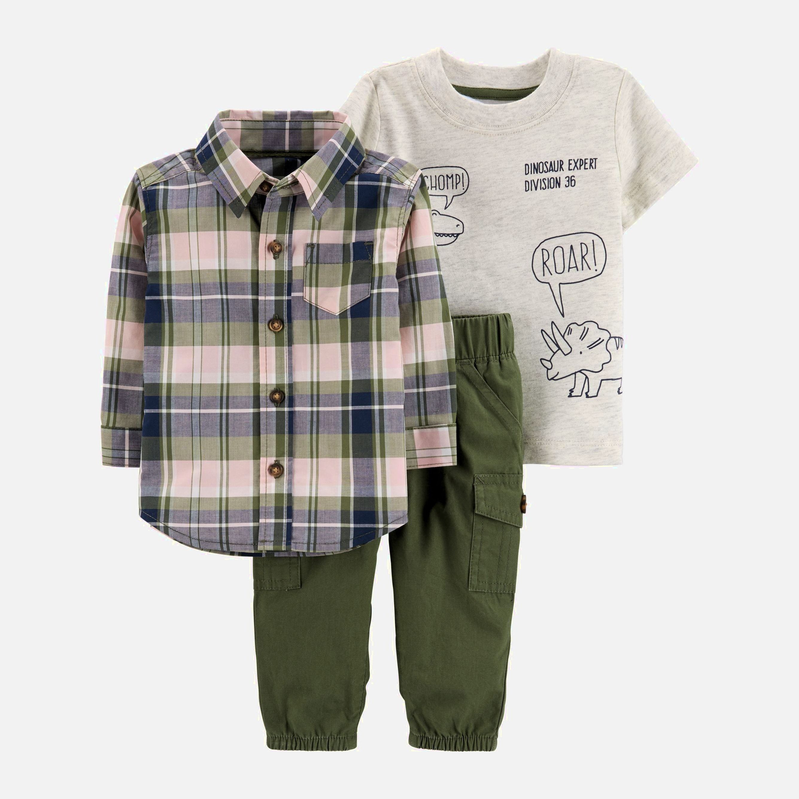 

Комплект (футболка + рубашка + брюки) Carters 16546010 74 см Хаки