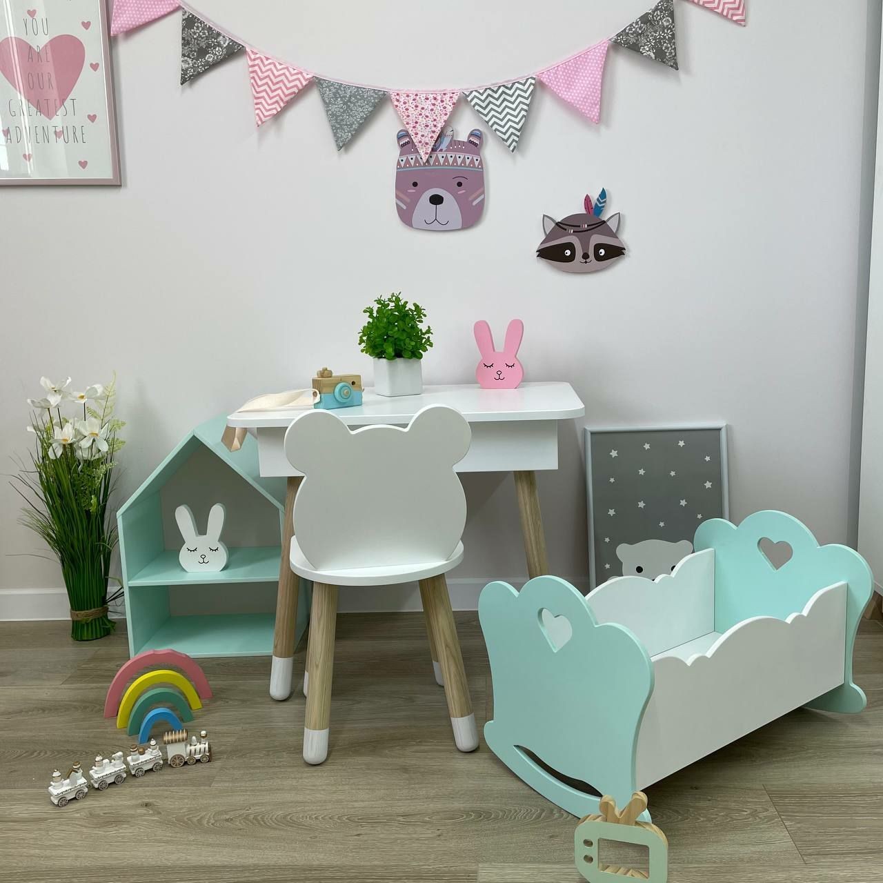 

Кроватка для куклы Scandic Kid Цвет мятный