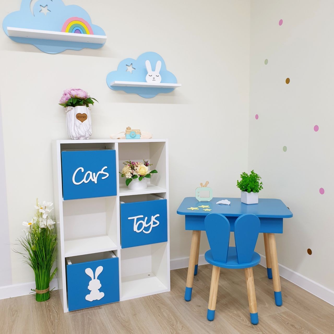 

Комплект детский Scandik Kid Стол прямоугольный с пеналом и стул Зайка Цвет синий