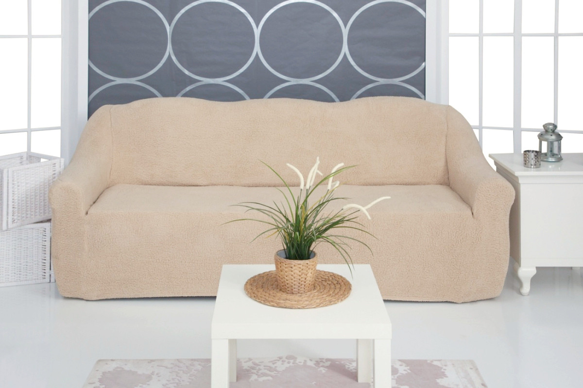 

Чехол на трехместный диван плюшевый Venera "Sofa soft" mch-006 Песочный