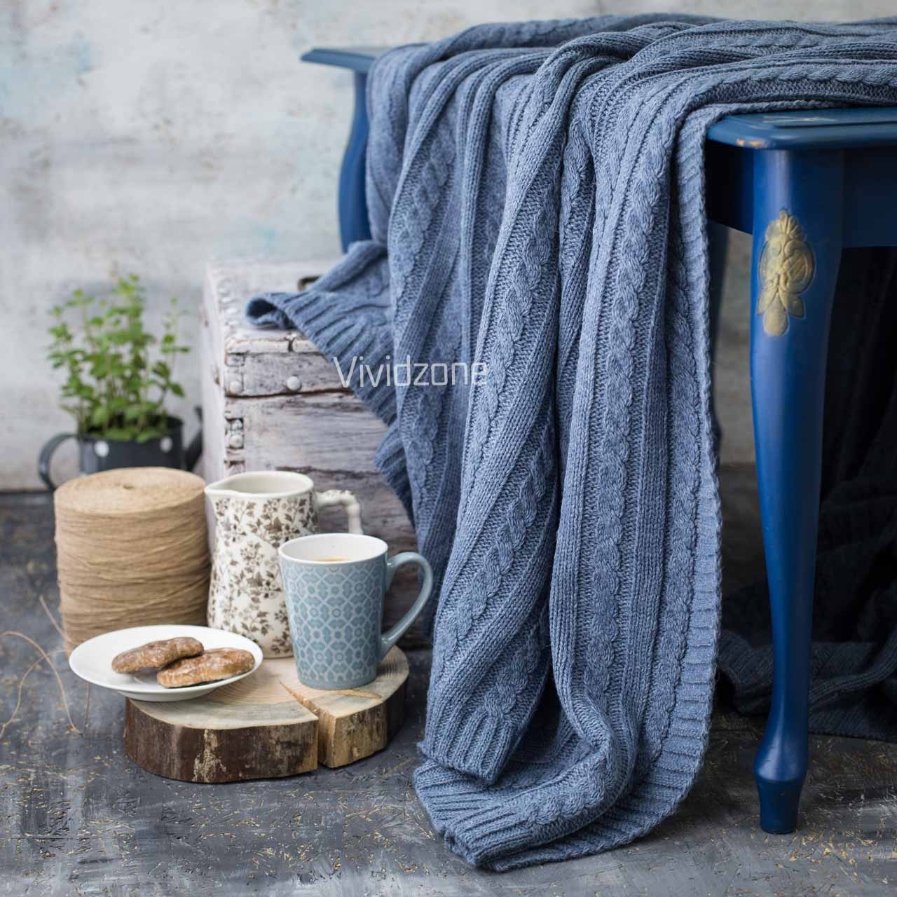 

Плед вязаный КЛАССИК 160x210 джинс