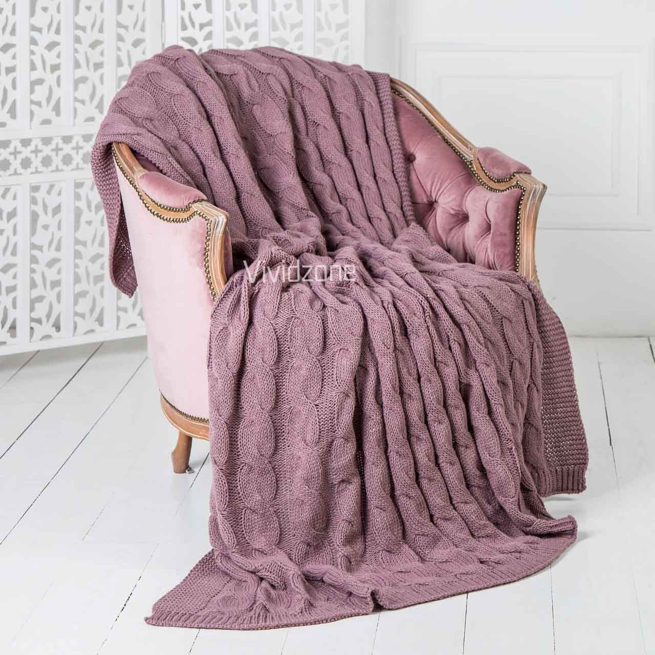 

Плед вязаный РОМАНТИК 160х210 лаванда